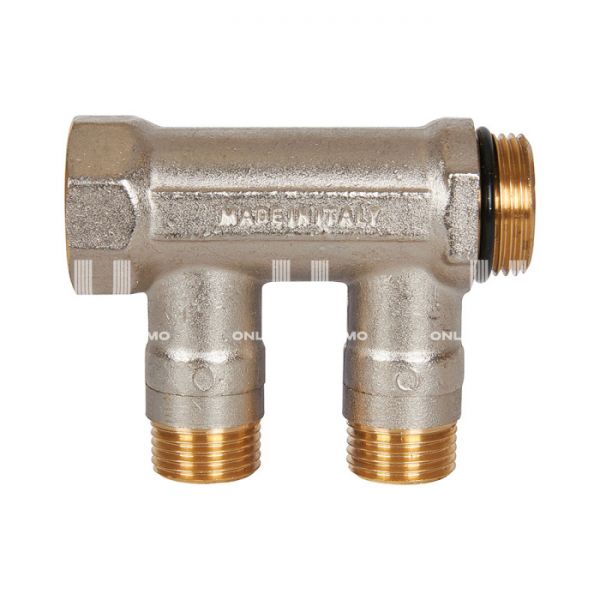 Коллектор Stout с шаровыми кранами SMB 6211 3/4", 2 отвода 1/2" (синие ручки)