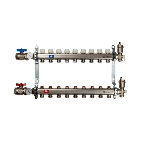 Коллектор Stout из нержавеющей стали в сборе без расходомеров 9 вых.