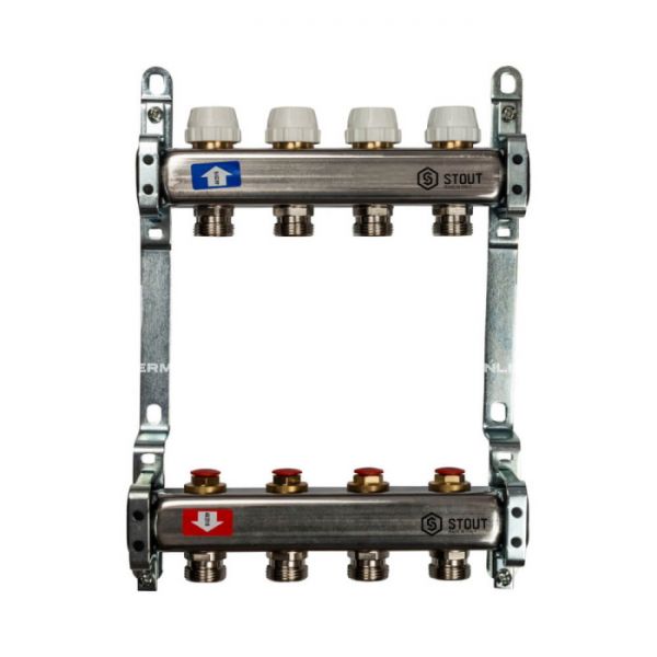 Коллектор Stout из нержавеющей стали без расходомеров 4 вых.