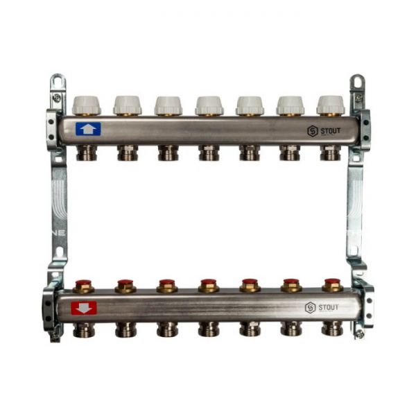 Коллектор Stout из нержавеющей стали без расходомеров 7 вых.