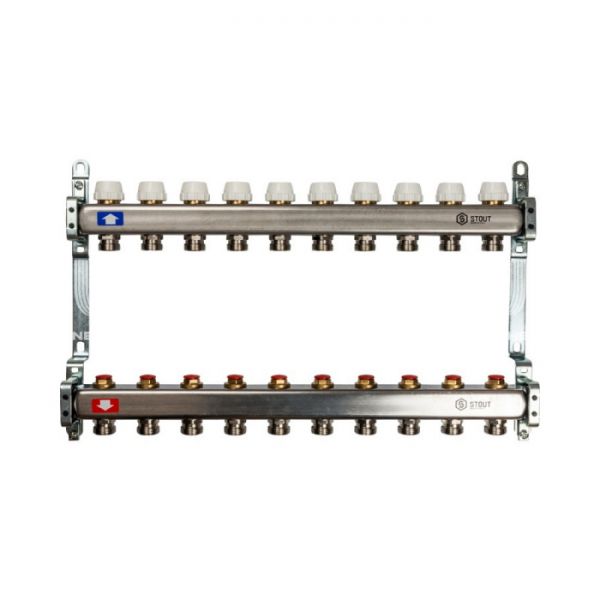 Коллектор Stout из нержавеющей стали без расходомеров 10 вых.