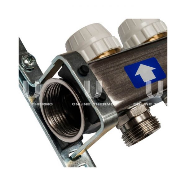 Коллектор Stout из нержавеющей стали без расходомеров, с воздухоотв. и сливом 5 вых.