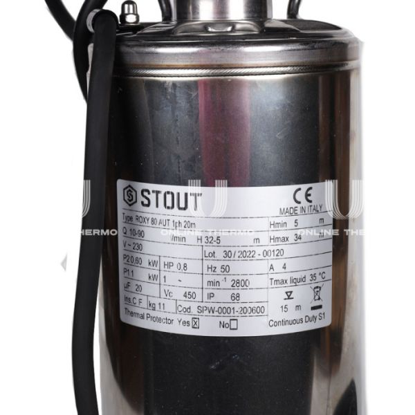 Насос колодезный Stout с поплавком, плавающие рабочие колеса, корпус AISI304