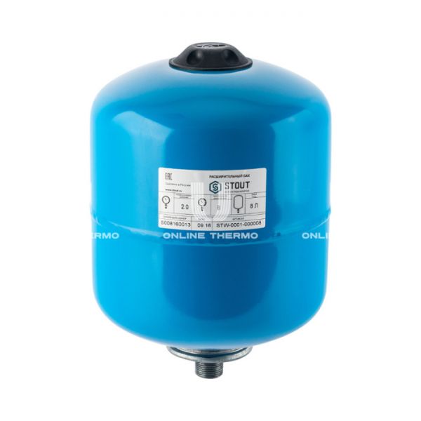 Гидроаккумулятор (расширительный бак) для водоснабжения Stout STW-0001-000008, 8 л, синий вертикальный, на ножках