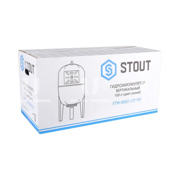 Гидроаккумулятор (расширительный бак) для водоснабжения Stout STW-0002-000100, 100 л, синий вертикальный, на ножках