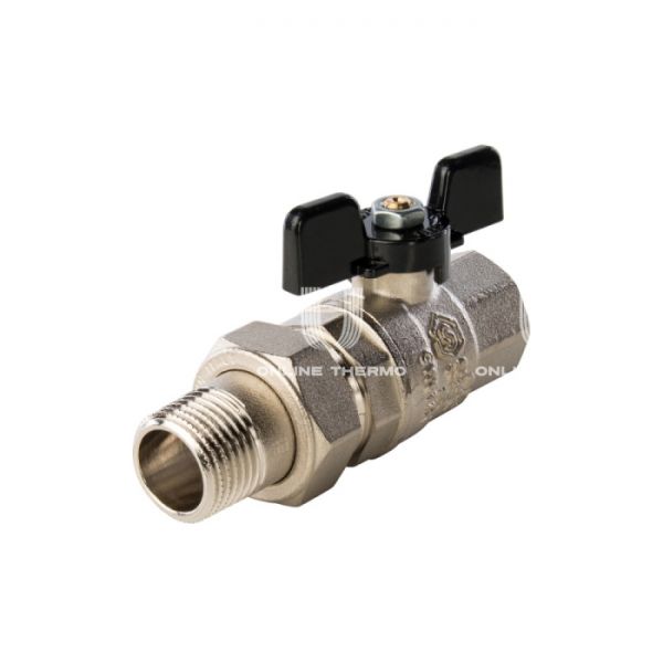 Кран шаровой Stout полнопроходной с "американкой", ВР-НР, ручка бабочка 1/2"