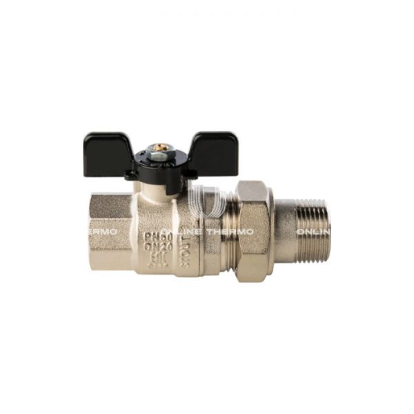 Кран шаровой Stout полнопроходной с "американкой", ВР-НР, ручка бабочка 3/4"