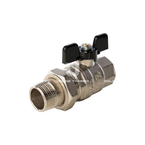 Кран шаровой Stout полнопроходной с "американкой", ВР-НР, ручка бабочка 1"