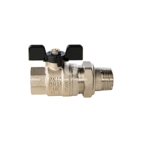 Кран шаровой Stout полнопроходной с "американкой", ВР-НР, ручка бабочка 1"