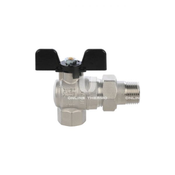 Кран шаровой Stout полнопроходной угловой с "американкой", ВР-НР, ручка бабочка 1/2"