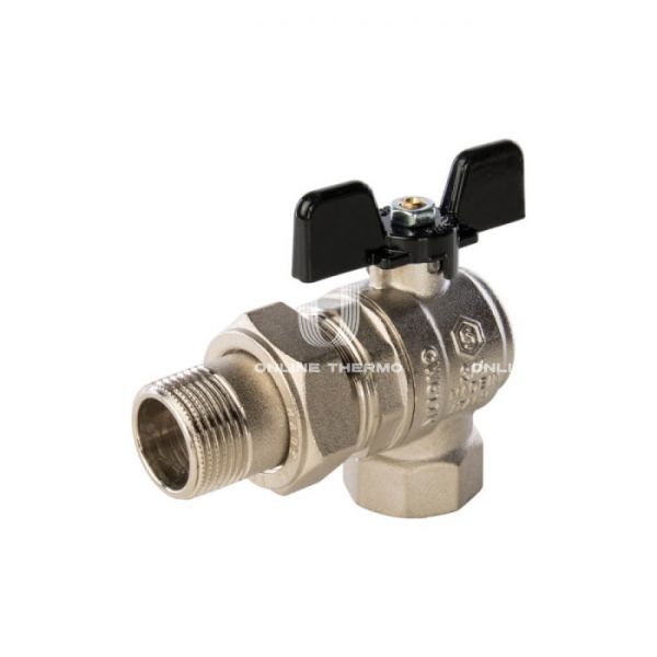 Кран шаровой Stout полнопроходной угловой с "американкой", ВР-НР, ручка бабочка 3/4"