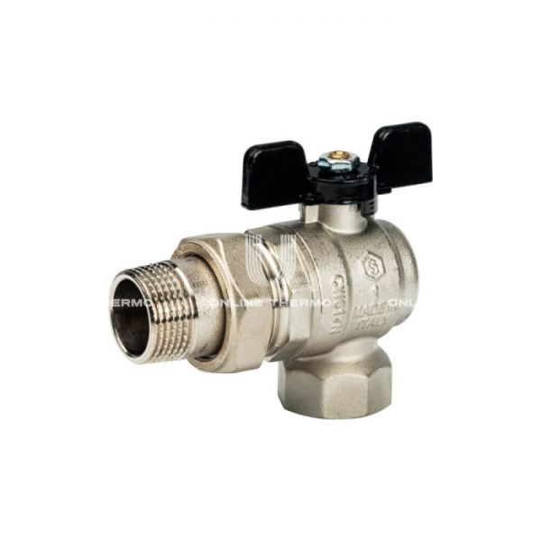 Кран шаровой Stout полнопроходной угловой с "американкой", ВР-НР, ручка бабочка 1"