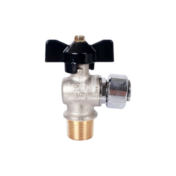 Кран шаровой Stout с накидной гайкой угловой, НР-НГ, 1/2"x1/2", ручка бабочка