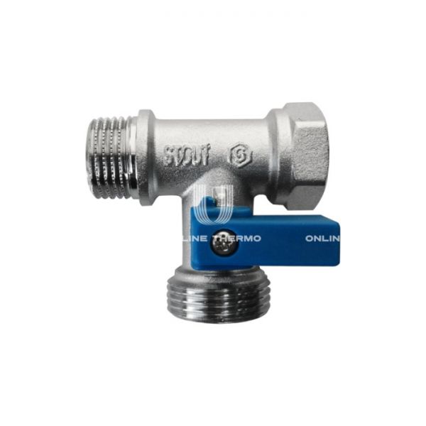 Кран шаровой Stout проходной 1/2"х3/4"х1/2", для стиральных и посудомоечных машин