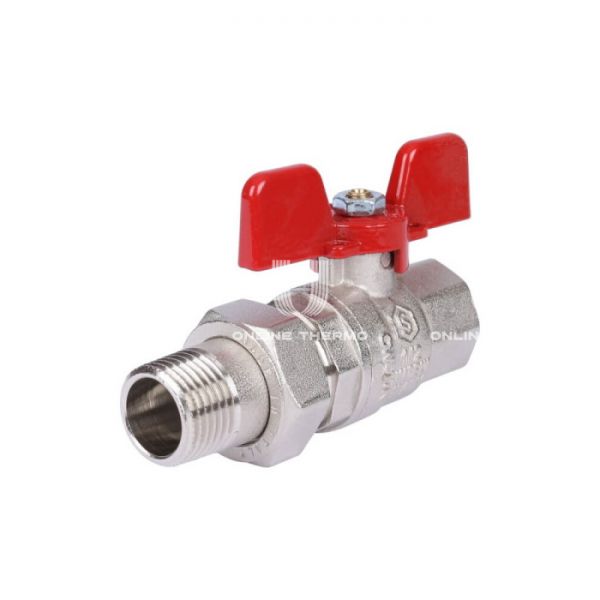 Кран шаровой Stout полнопроходной с "американкой", ВР-НР, ручка бабочка 1/2" (EPDM)