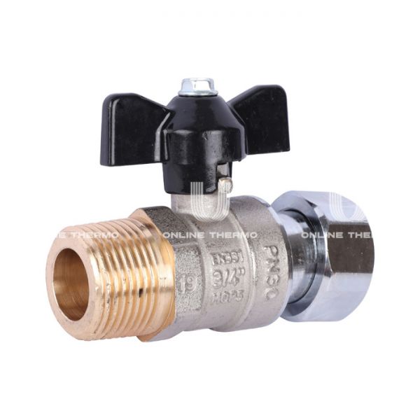 Кран шаровый с накидной гайкой Stout SVB-1009-000020 3/4"x3/4" НР-НГ, ручка-бабочка