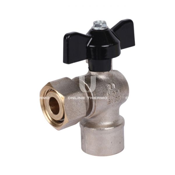 Кран шаровый угловой с накидной гайкой Stout SVB-1010-000015 1/2"x1/2" ВР-НГ, ручка-бабочка