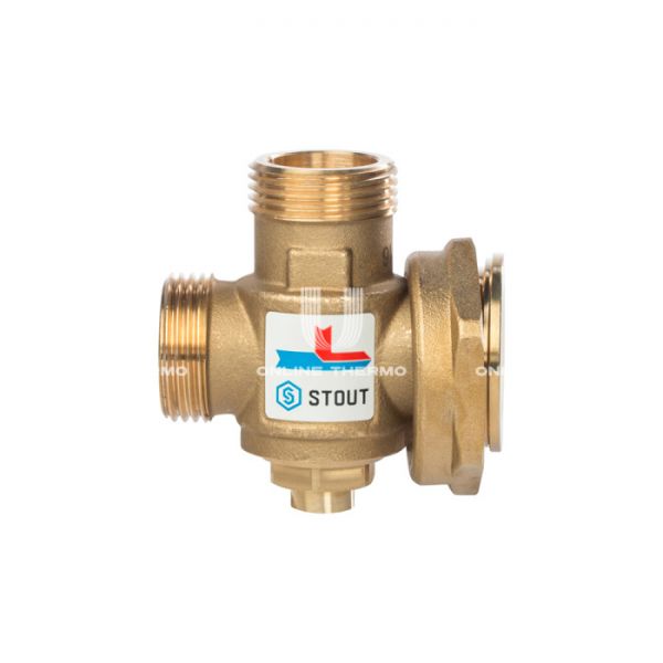 Термостатический смесительный клапан Stout SVM-0050-326005 НР-НР-НГ 1"-1"-1"1/2, Kvs 3.2, PN10, 60°С, для твердотопливных котлов