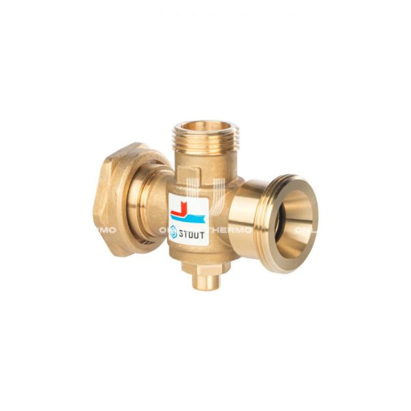 Термостатический смесительный клапан Stout SVM-0050-326006 НР-НР-НГ 1"1/2-1"-1"1/2, Kvs 3.2, PN10, 60°С, для твердотопливных котлов