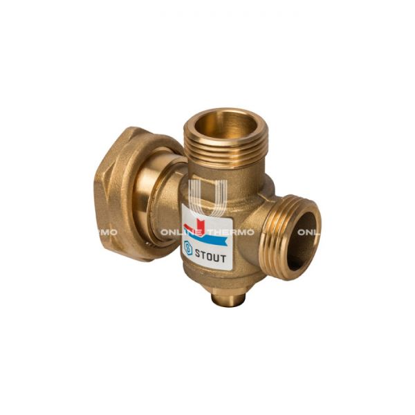 Термостатический смесительный клапан Stout SVM-0050-327007 НР-НР-НГ 1"-1"-1"1/2, Kvs 3.2, PN10, 70°С, для твердотопливных котлов
