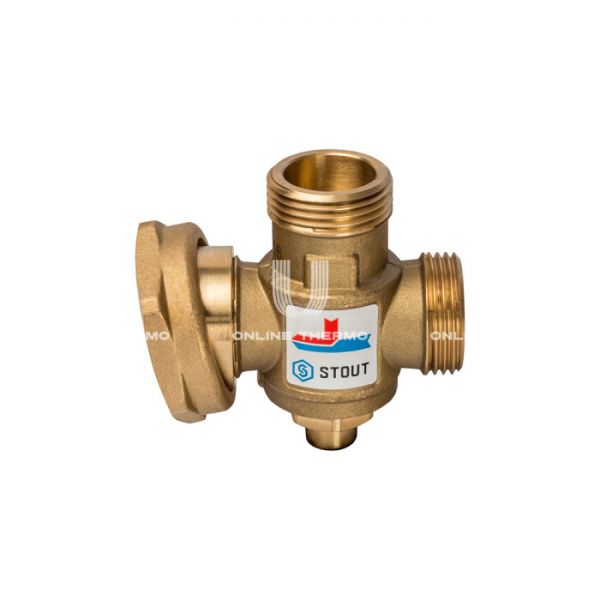 Термостатический смесительный клапан Stout SVM-0050-327007 НР-НР-НГ 1"-1"-1"1/2, Kvs 3.2, PN10, 70°С, для твердотопливных котлов