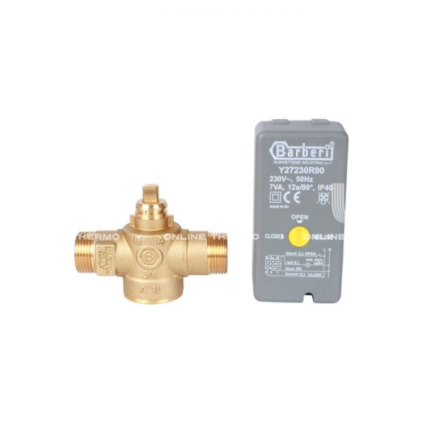 Двухходовой зонный (зональный) клапан Stout SVM-0070-200020 3/4" НР, Kvs 12, с сервоприводом 230V