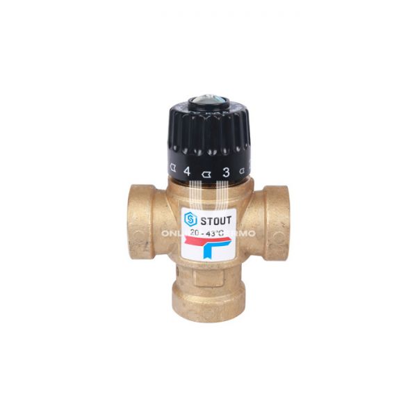 Термостатический смесительный клапан Stout SVM-0110-164320 DN20, ВР 3/4", Kvs 1.6, PN10, 20-43°С