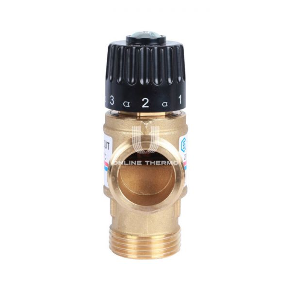 Термостатический смесительный клапан Stout для систем отопления и ГВС 3/4"  НР   20-43°С KV 1,6 м3/ч