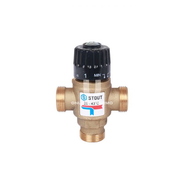 Термостатический смесительный клапан Stout SVM-0120-164325 DN25 НР 1", Kvs 1.6, PN10, 20-43°С