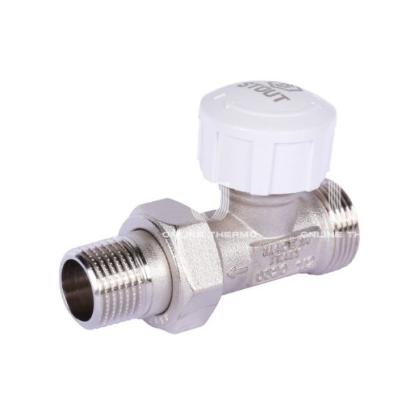 Клапан термостатический Stout, прямой 1/2" х 3/4"ЕК, с преднастройкой