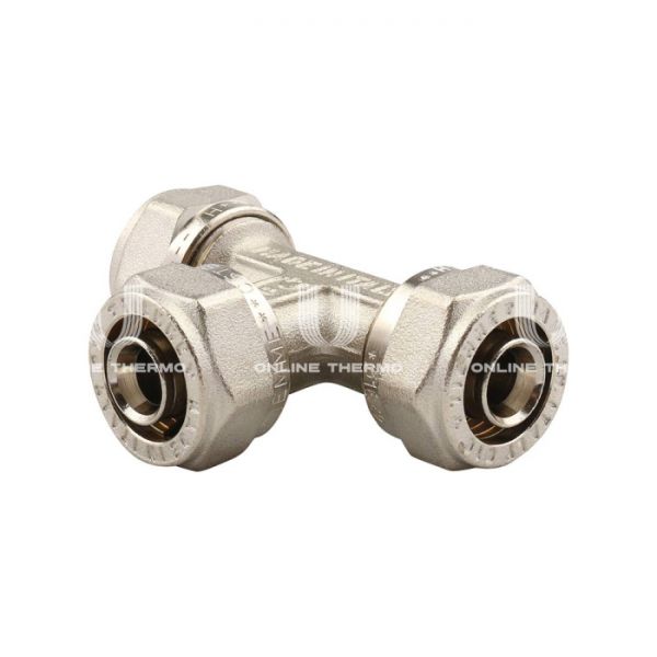 Тройник равносторонний Tiemme 1600002, 16 мм, никелированный, компрессионный