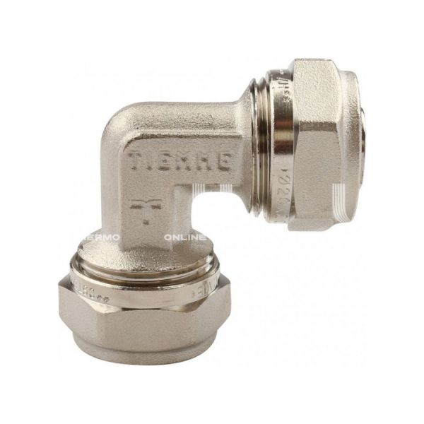 Угольник (угол) 90° равносторонний Tiemme 1600019, 26 мм, никелированный, компрессионный