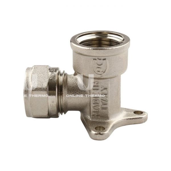 Угольник настенный (водорозетка) Tiemme 1600027, 20x1/2'', никелированный, с креплением, компрессионный