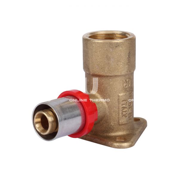 Угольник настенный (водорозетка) Tiemme 1650038 20x1/2'', высота 52 мм, с креплением, пресс-фитинг