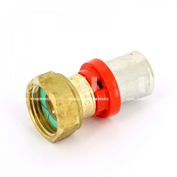 Муфта переходная (переходник) с накидной гайкой Tiemme 1650133 16х3/4", пресс-фитинг, плоское соединение