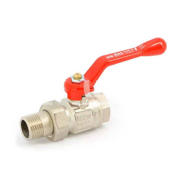 Кран шаровый с разъемным соединением Uni-Fitt Etalon 113L4000, 1" ВР-HР, полнопроходной, ручка-рычаг