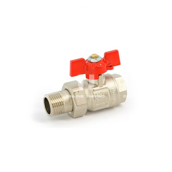 Кран шаровый с разъемным соединением Uni-Fitt Etalon 113T5000, 1 1/4" ВР-HР, полнопроходной, ручка-бабочка