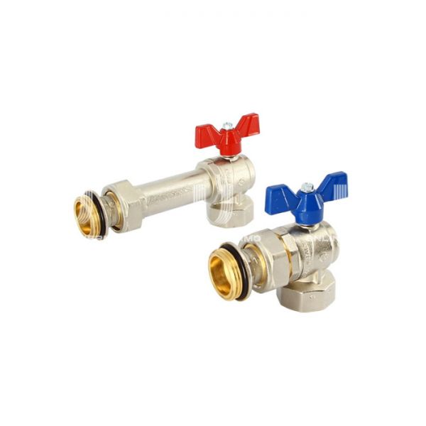 Комплект кранов Uni-Fitt 133KIT44, 1" ВР-НР, с разъемным соединением для коллекторной группы, ручка-бабочка