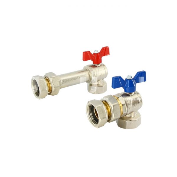 Комплект кранов Uni-Fitt 137KIT44, 1" ВР, с разъемным соединением для коллекторной группы, ручка-бабочка