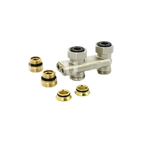 Узел нижнего подключения Uni-fitt 196N3011 3/4"х3/4"EK НР-ВР, прямой перекрёстный, со встроенными вентилями, с ниппелями