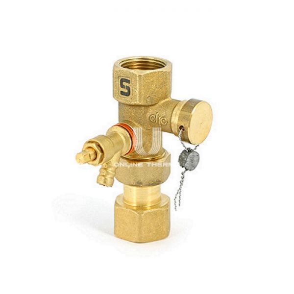 Отсечной запорный клапан Uni-fitt 261G3000 со сливом, ВР-НГ 3/4", для расширительных баков, пломбируемый