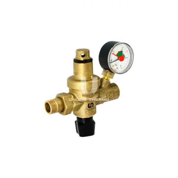 Автоматический подпиточный клапан Uni-fitt 290A2000 ВР-НР 1/2", поршневой, с манометром