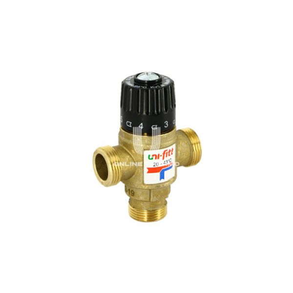 Термостатический смесительный клапан Uni-Fitt 351G0140 DN25 НР 1", Kvs 1.6, PN5, 20-43°С