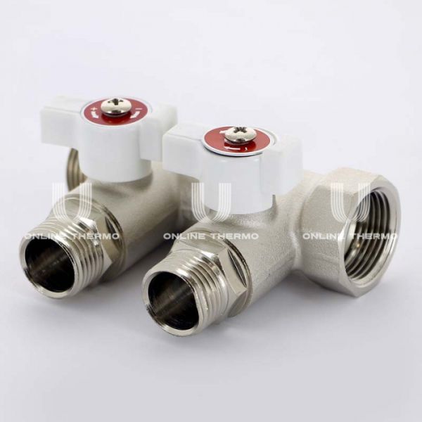 Коллектор Uni-Fitt с шаровыми кранами 420N3220, 3/4" ВР-НР на 2 контура 1/2" НР, модульный, конусное соединение