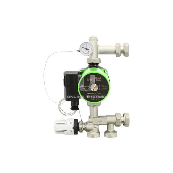 Насосно-смесительный узел Uni-Fitt Solomix Mini 474S1102, с накидной гайкой 1", c насосом Uni-Fitt SCP 15/60 130