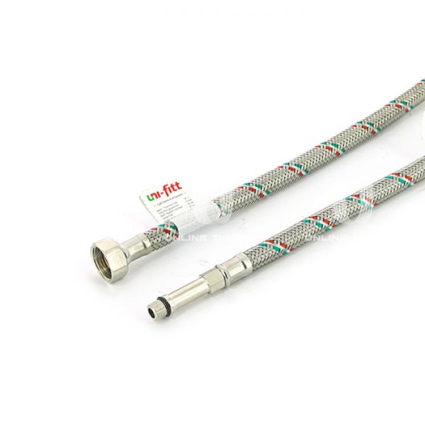 Гибкая подводка для смесителя Uni-Fitt 503S2806 МL10х1 1/2" ВР-НР, длина 600 мм, удлиненный штуцер