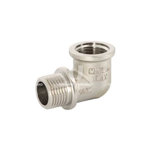 Угольник (угол) равносторонний с внутренней и наружной резьбой Uni-Fitt 612N4400, ВР-НР 1", с упором, никелированный