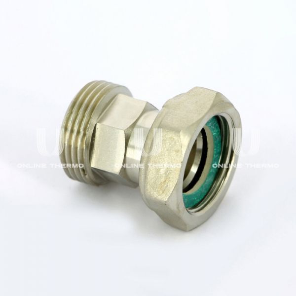 Соединение с накидной гайкой Uni-Fitt 622N3000, ВР-НР 3/4", с плоским уплотнением, никелированное