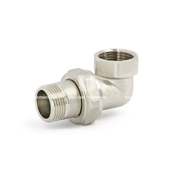 Угловое разъемное соединение "американка" Uni-Fitt 651N3000, ВР-НР 3/4", с уплотнением o-ring, никелированное