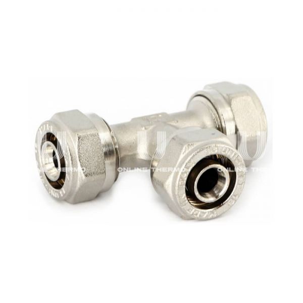 Тройник равносторонний Uni-fitt 666N6660, 16 мм, никелированный, компрессионный